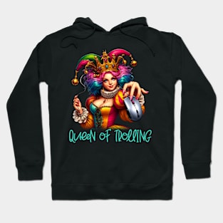 The Queen of Trolling - Whimsical Jester Crown & Computer Mouse Tee Hoodie